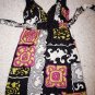 Alice & Trixie silk sundress sz XS black with gold magenta print center knot EUC