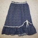 Girls Gunne Sax vintage prairie skirt sz 10-12 navy floral print ruffle trim EUC