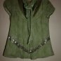 Cynthia Steffe pale green silk blouse tan floral print silver hardware sz 4 EUC