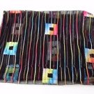 Chicos oblong scarf "pigment" black with rainbow ombre squares and lines NWT