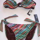 Kenneth Cole Reaction multicolor bikini top (sz M) and side-tie bottom (L) NWT