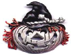 Pumpkin Head Halloween JJ Jonette Pewter Pin Jack O Lantern