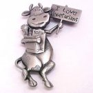 I Love Vegetarians  Cow JJ Jonette Pewter Pin