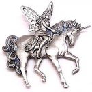 Fairy Ridding On A Unicorn JJ Jonette Pewter Pin