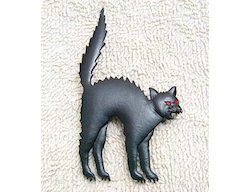 Black Cat Halloween JJ Jonette Pewter Pin