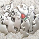 Ghost Party Halloween JJ Jonette Pewter Pin Jack O Lantern
