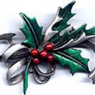 Holly Christmas JJ Jonette Pewter Pin