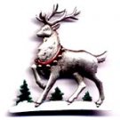 Reindeer In Snow Christmas JJ Jonette Pewter Pin