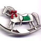 Rocking Horse Christmas JJ Jonette Pewter Pin