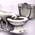 Dog In Toilet JJ Jonette Pewter Pin