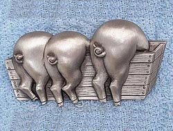 Pigs In A Trough  JJ Jonette Pewter Pin
