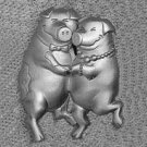 Dancing Pigs  JJ Jonette Pewter Pin