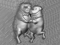 Dancing Pigs  JJ Jonette Pewter Pin