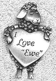I Love Ewe Sheep JJ Jonette Pewter Pin