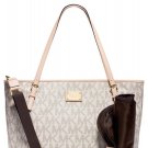 MICHAEL KORS JET SET MK SIGNATURE PVC DIAPER BAG VANILLA