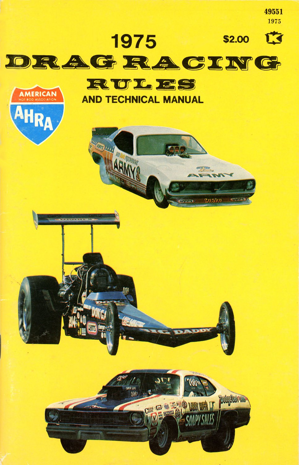 AHRA rule book 1975 Drag Racing car construction and safety rules