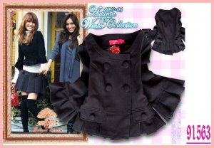 New Japan Elegant Double Breasted Coat Black L