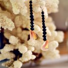 Tinny Rosa Seashell Earings and Black Crystal, Unique Seashell Jewelry,beach earings