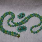 Cool Mint & Green Vintage Necklace/Earring Set
