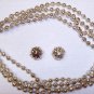Gold Metallic Bead Vintage Necklace/Earring Set