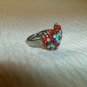 Turquoise & Red Heart Ring - Adjustable