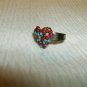 Turquoise & Red Heart Ring - Adjustable