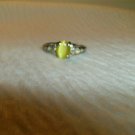 Yellow Catseye Silver Ring - Size 9