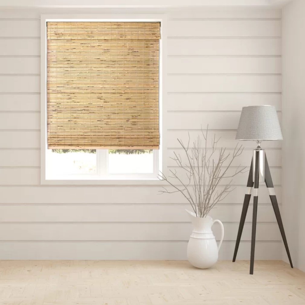 Semi-Sheer Turtle Brown Bamboo Shade - 26 "W x 54" H