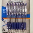 Inc. 8 Comfort Grip ClipClick Retractable Ball Point Pens, 1.0mm - Blue Ink