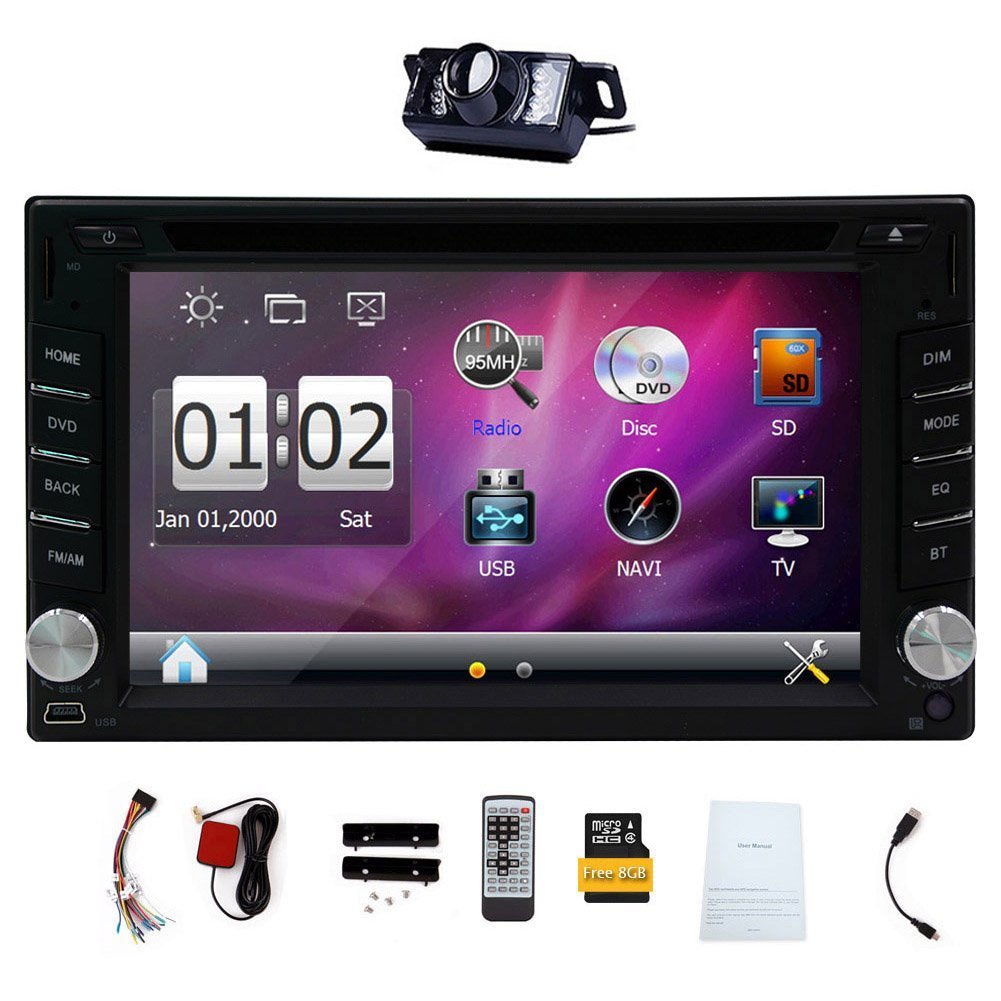 Double Din Car Dvd Cd Video Player Bluetooth Gps Navigation