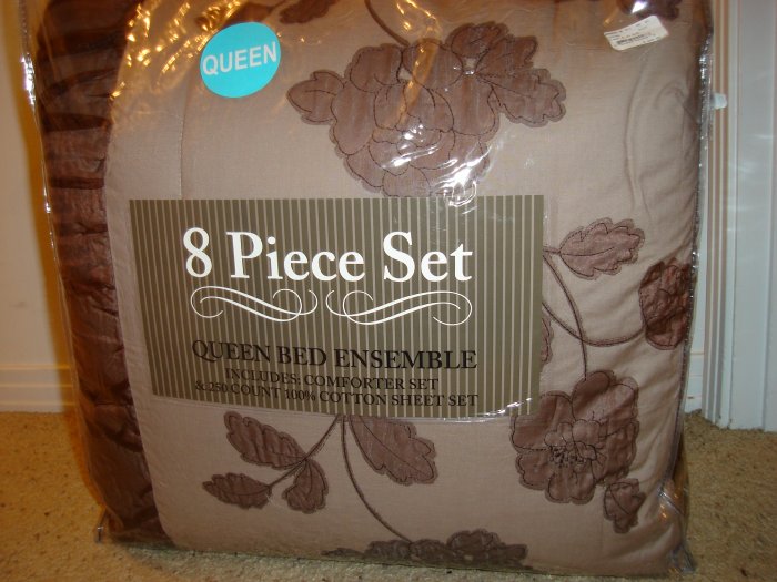 Kohl's Ophelia Queen Comforter Set Bedina Bag Brown Taupe