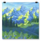 Poster Print 16x16" of Mountains Painting 'Expression of Nature'