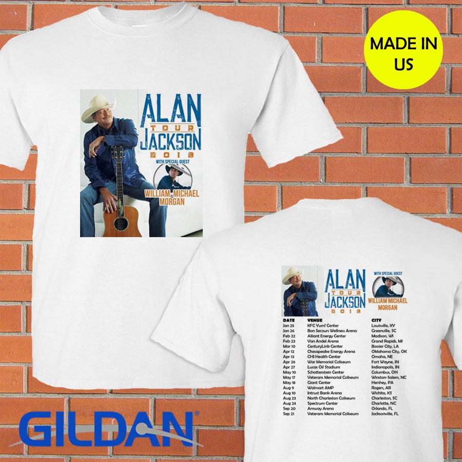 Alan Jackson north american tour 2019 white tee S-2XL
