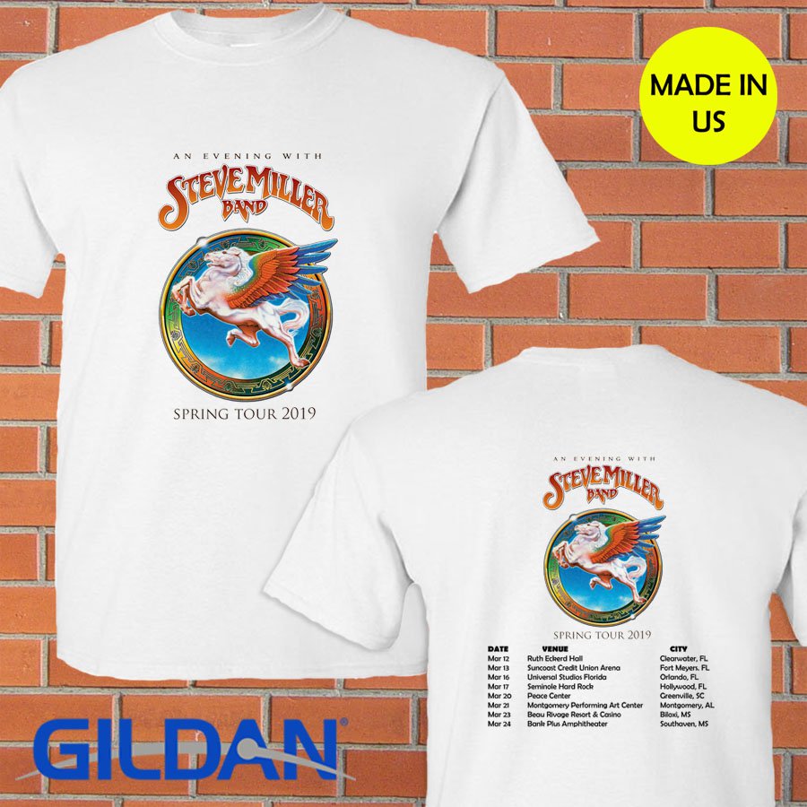Steve Miller Band spring tour 2019 white tee S-2XL