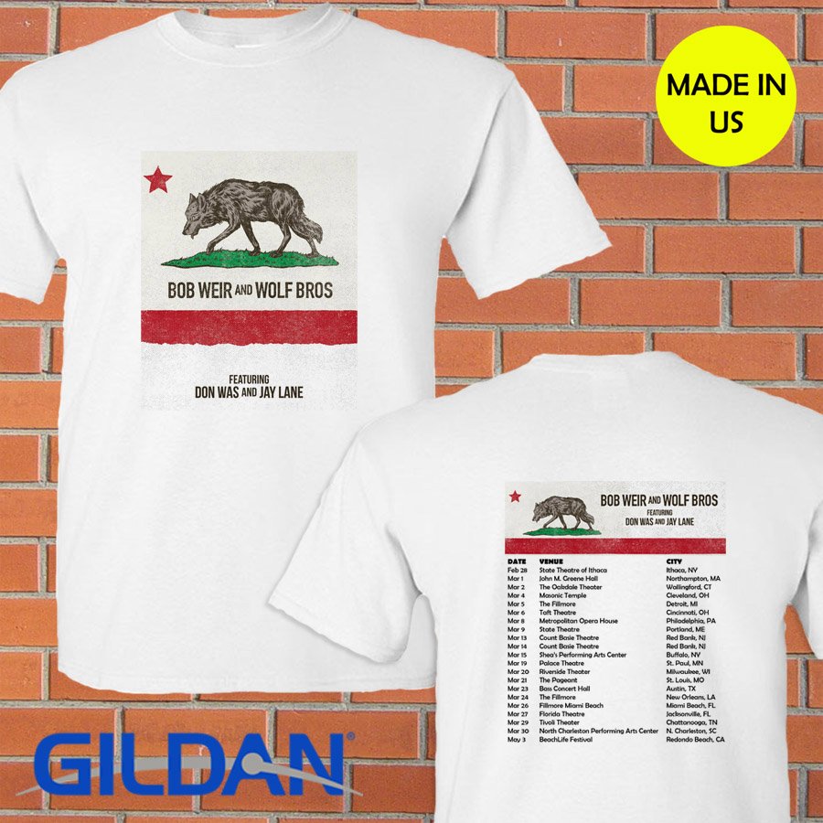 Bob Weir and Wolf Bros spring tour 2019 white tee S-2XL
