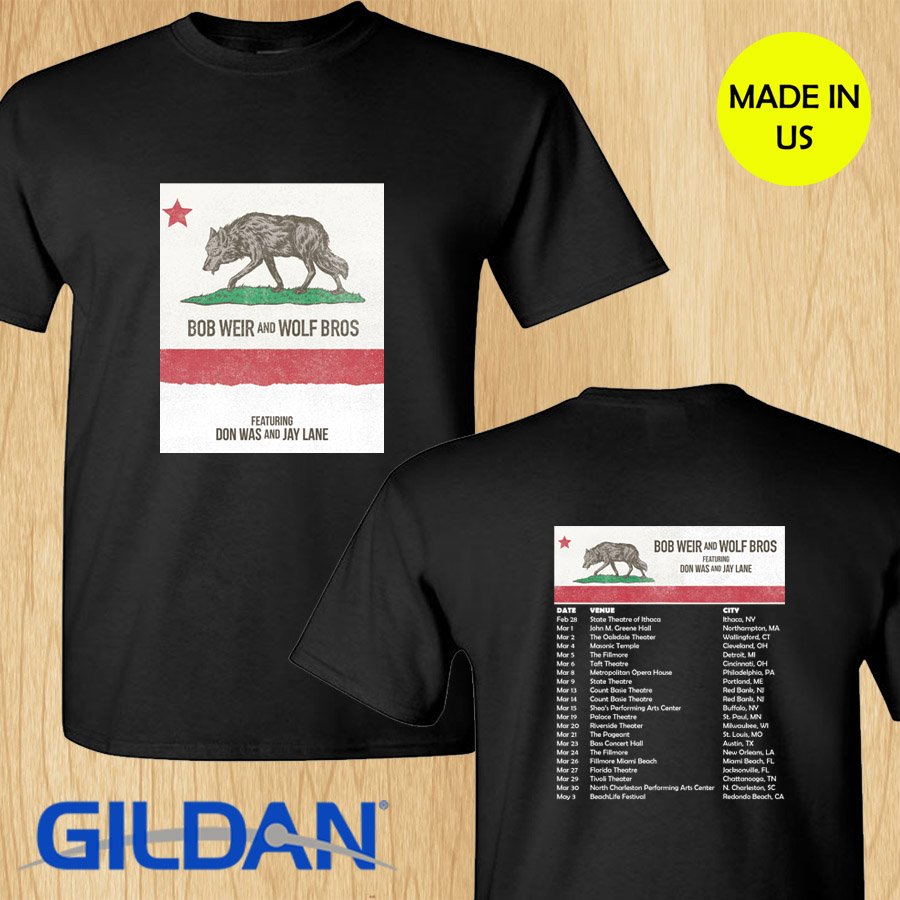 Bob Weir and Wolf Bros spring tour 2019 black tee S-2XL