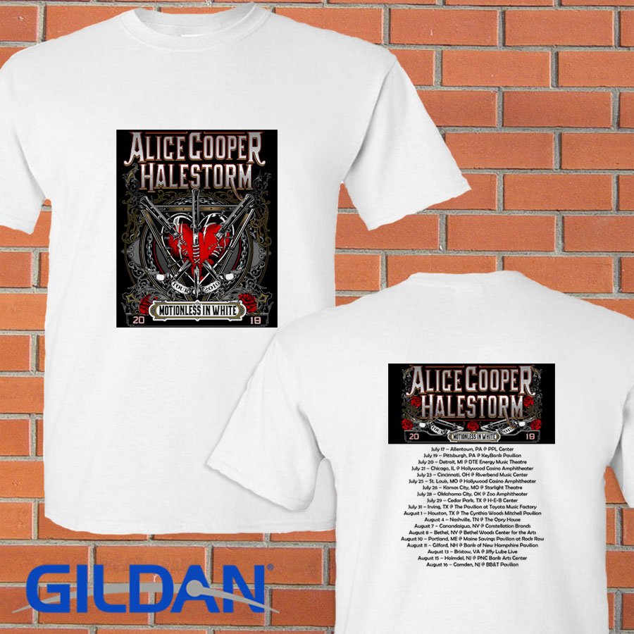 Alice Cooper + Halestorm summer tour 2019 white tee S-2XL