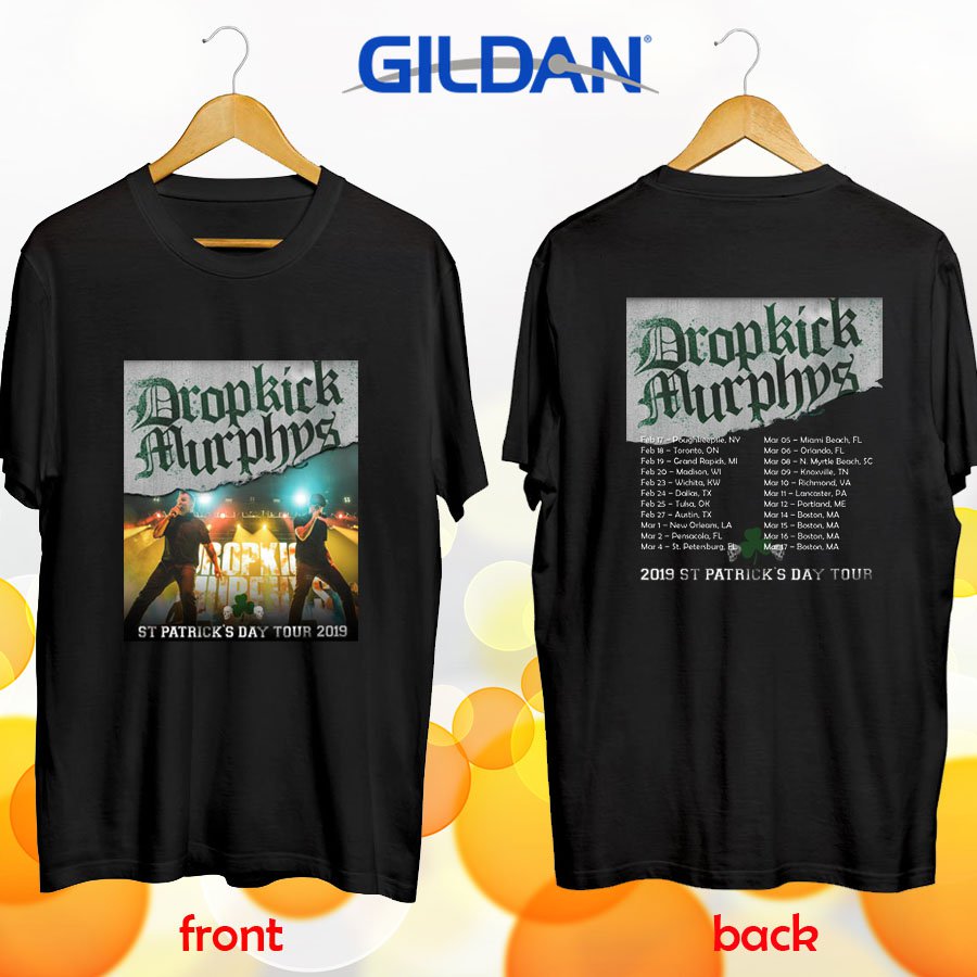 Dropkick Murphys St. Patrick Day tours 2019 black tee S-2XL