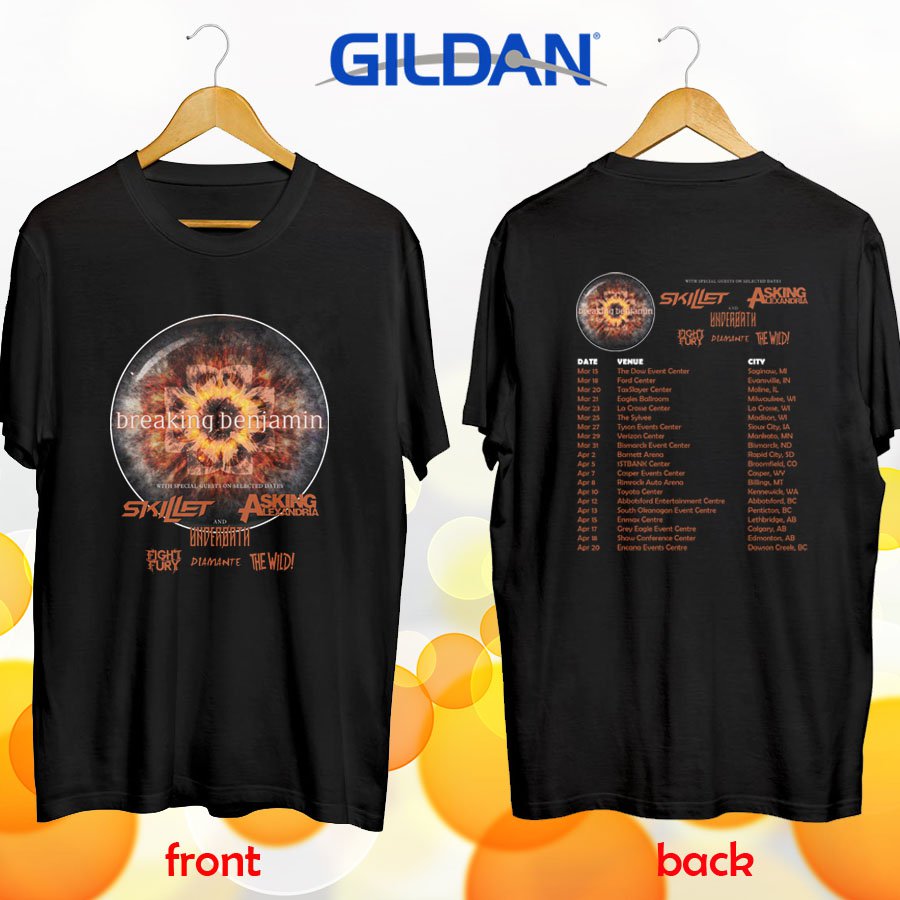 Breaking Benjamin spring tours 2019 black tee S-2XL