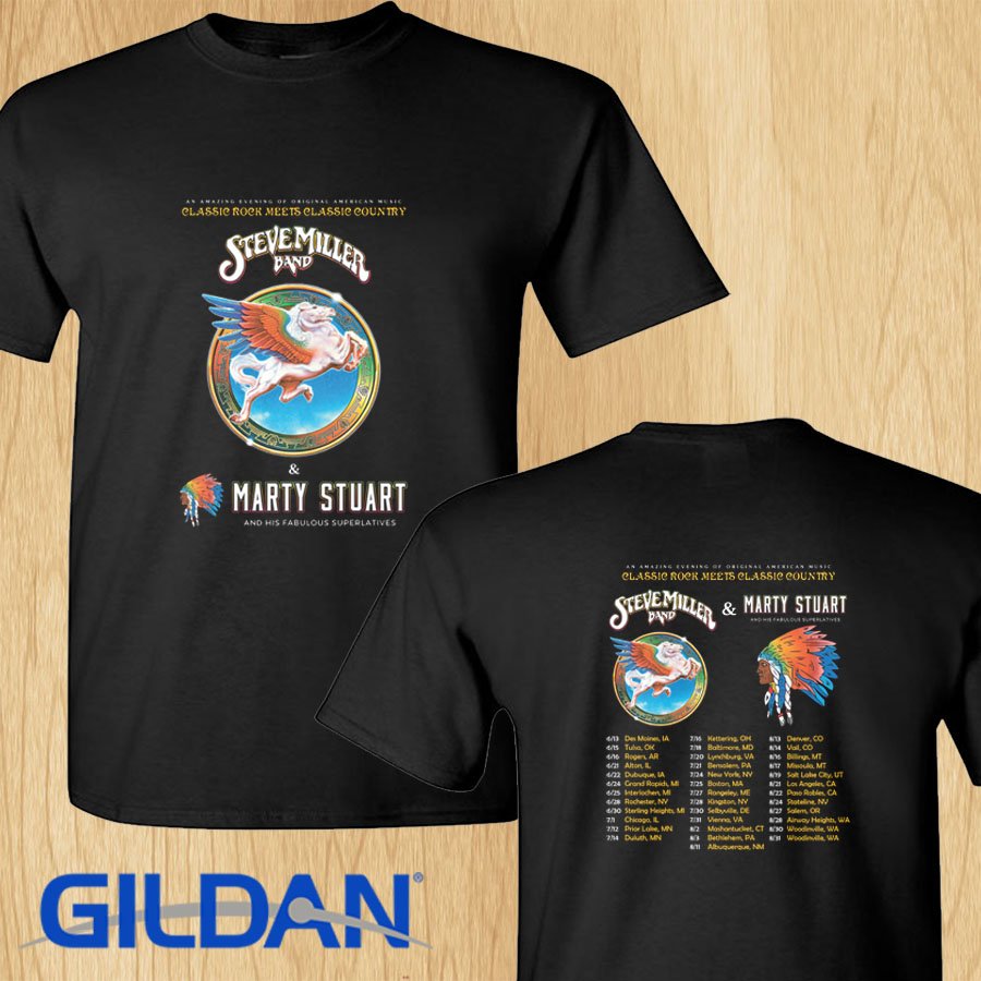 Steve Miller Band + Marty Stuart summer tour 2019 black tee S-2XL
