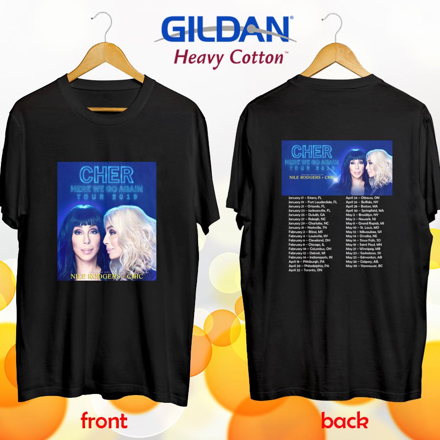 Cher Here We Go Again tour 2019 black tee S-2XL