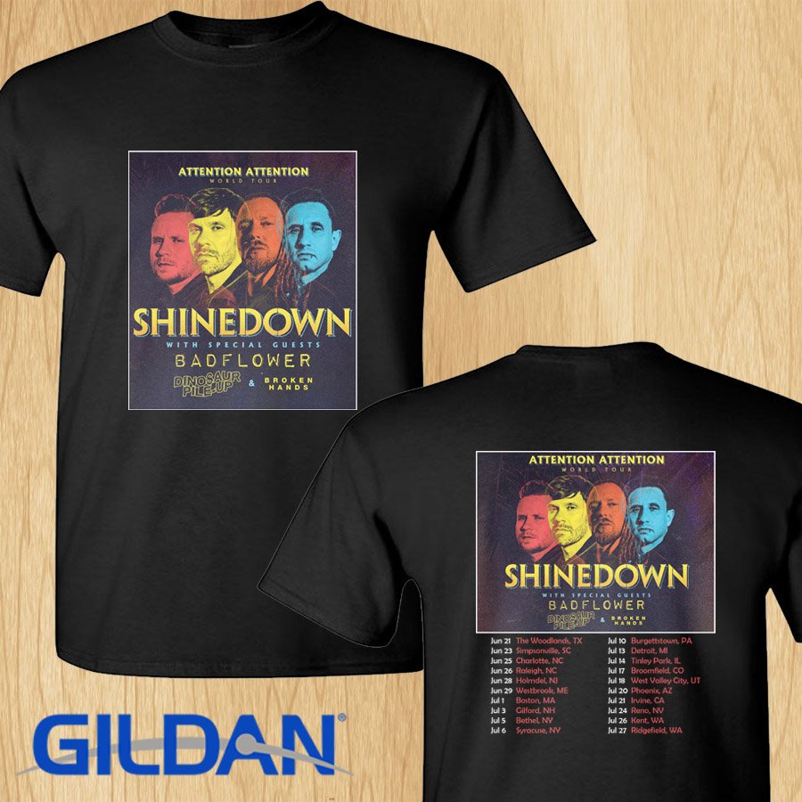 Shinedown Attention Attention summer tour 2019 black tee S-2XL