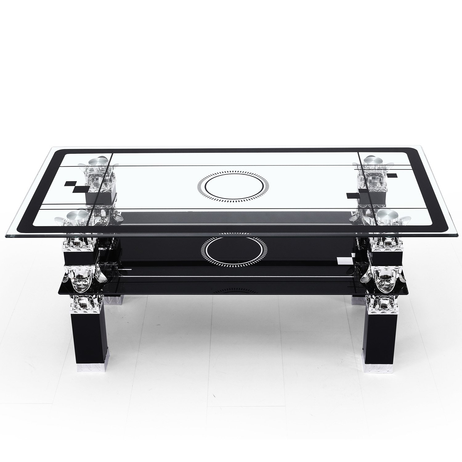 Glass Coffee Table Black with Shelf Storage Living Room Modern