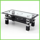Glass Coffee Table Black with Shelf Storage Living Room Modern UK Only