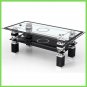 Glass Coffee Table Black with Shelf Storage Living Room Modern UK Only