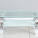 Glass Coffee Table White Lower Shelf Storage UK Only