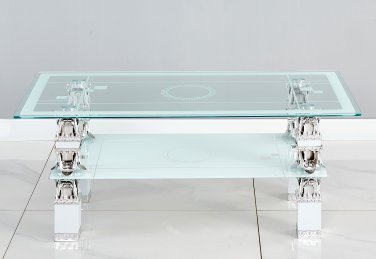 Glass Coffee Table White Lower Shelf Storage UK Only