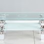 Glass Coffee Table White Lower Shelf Storage UK Only
