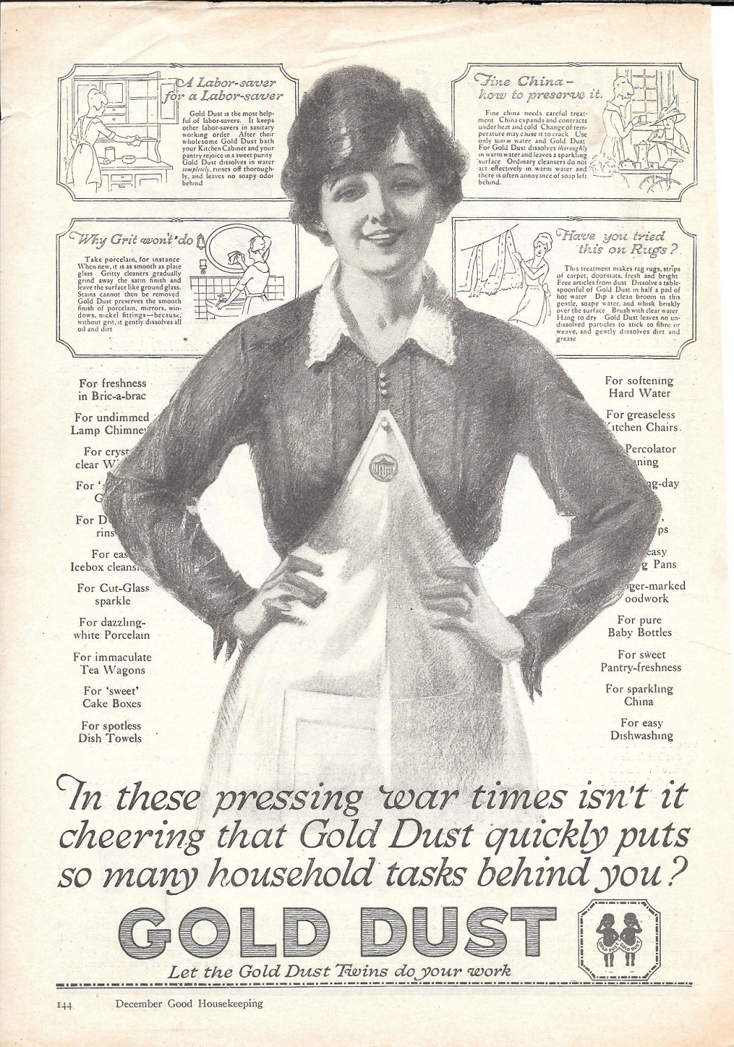 1918 Gold Dust Cleanser In These Pressing War Times Ad