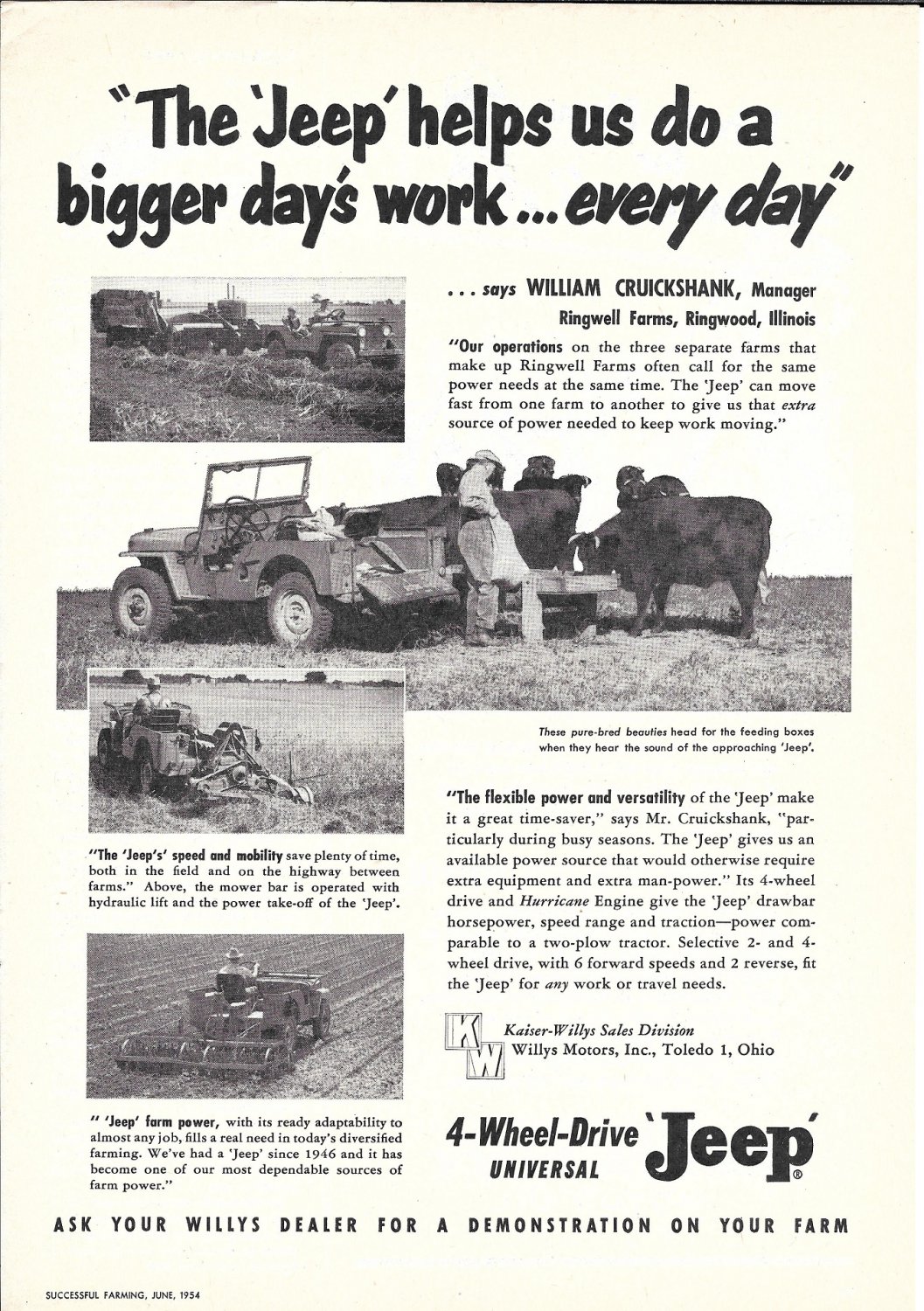 1954 Jeep Universal William Cruickshank Ringwell Farms Ringwood IL Ad